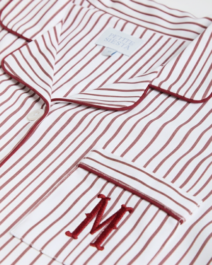 Pijama Mujer Camisero Rayas Burgundy