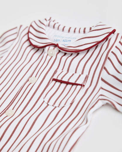 Burgundy Striped Baby Shirt Pajamas