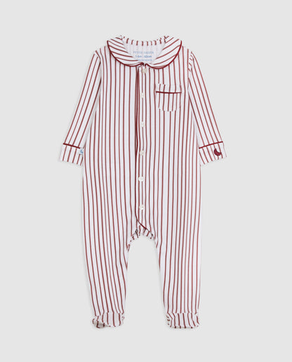 Burgundy Striped Baby Shirt Pajamas