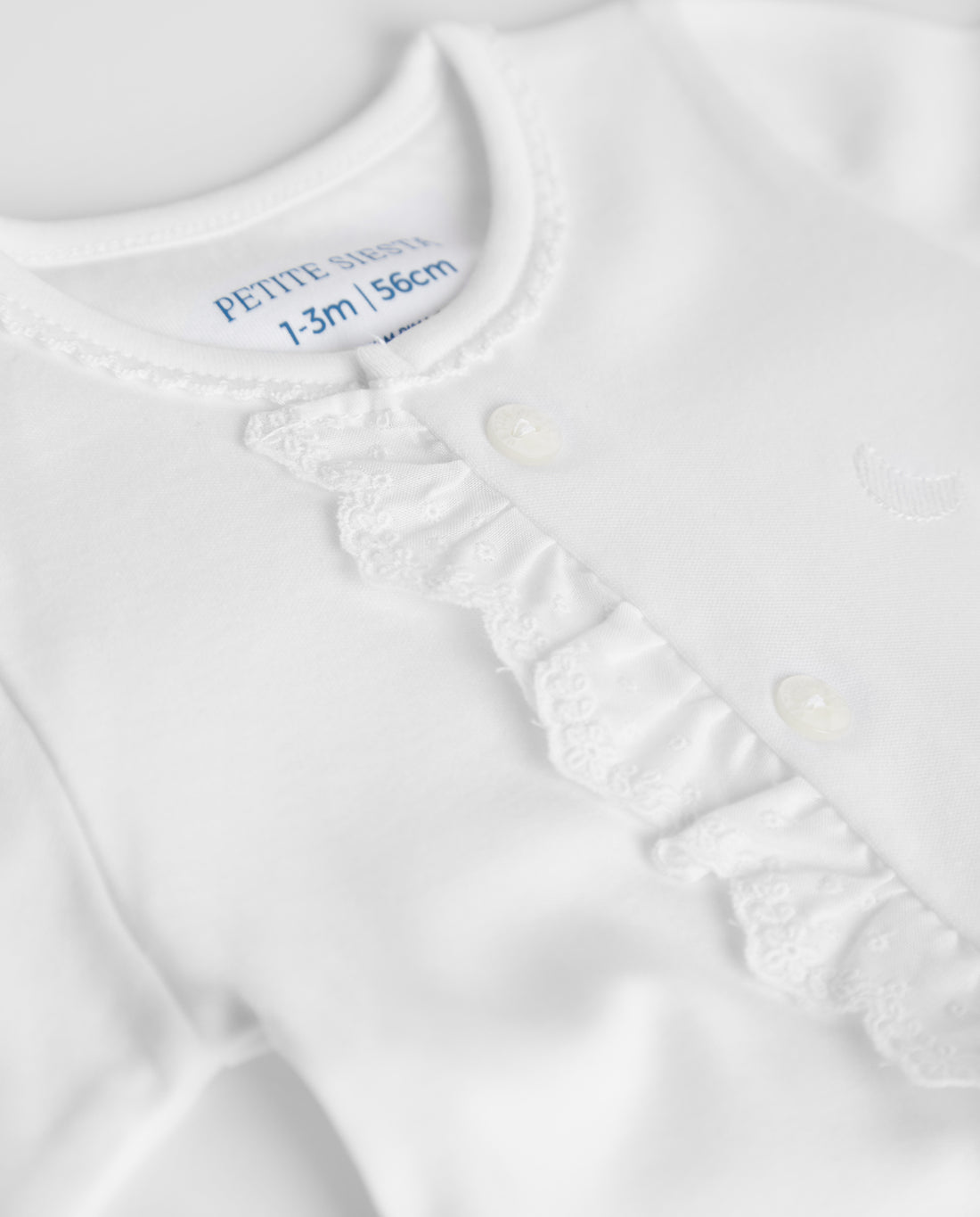 Pijama Bebé Tira Bordada Blanco