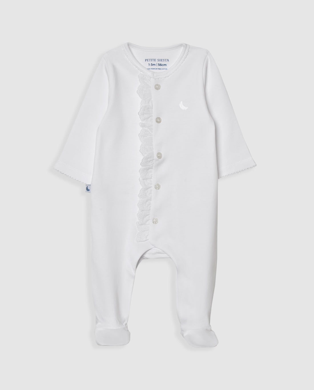 Pijama Bebé Tira Bordada Blanco