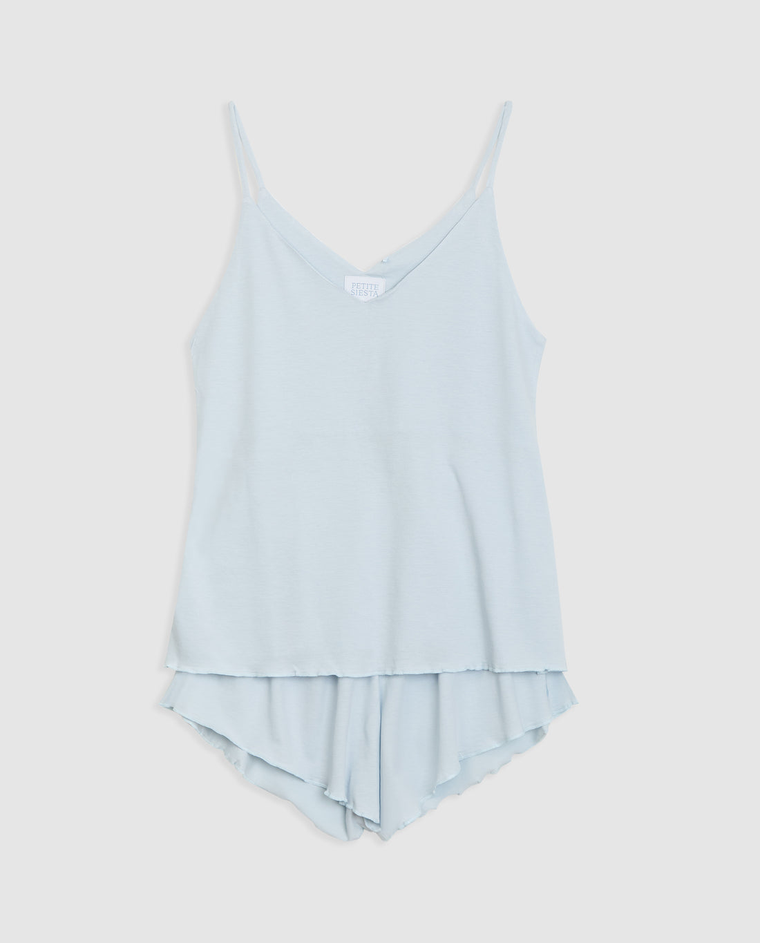 Pyjama bleu à bretelles courtes pour femme