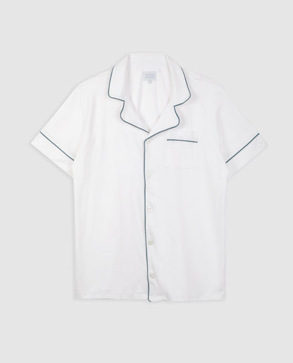 Pijama Hombre Camisero Blanco Deep Blue Corto