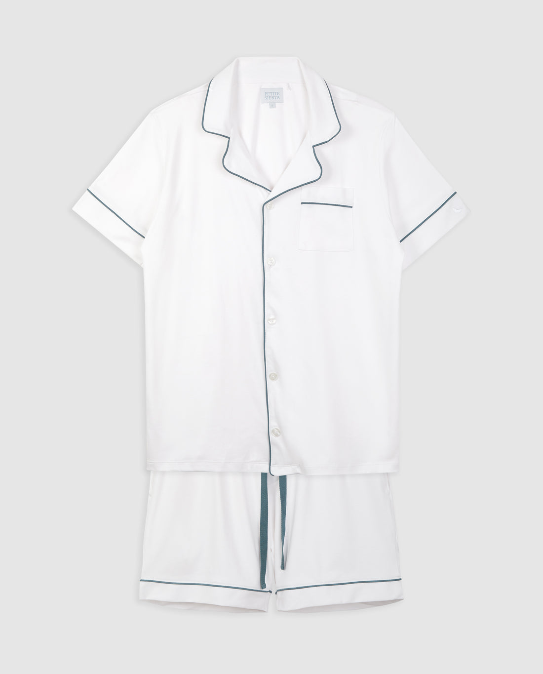 Pijama Hombre Camisero Blanco Deep Blue Corto