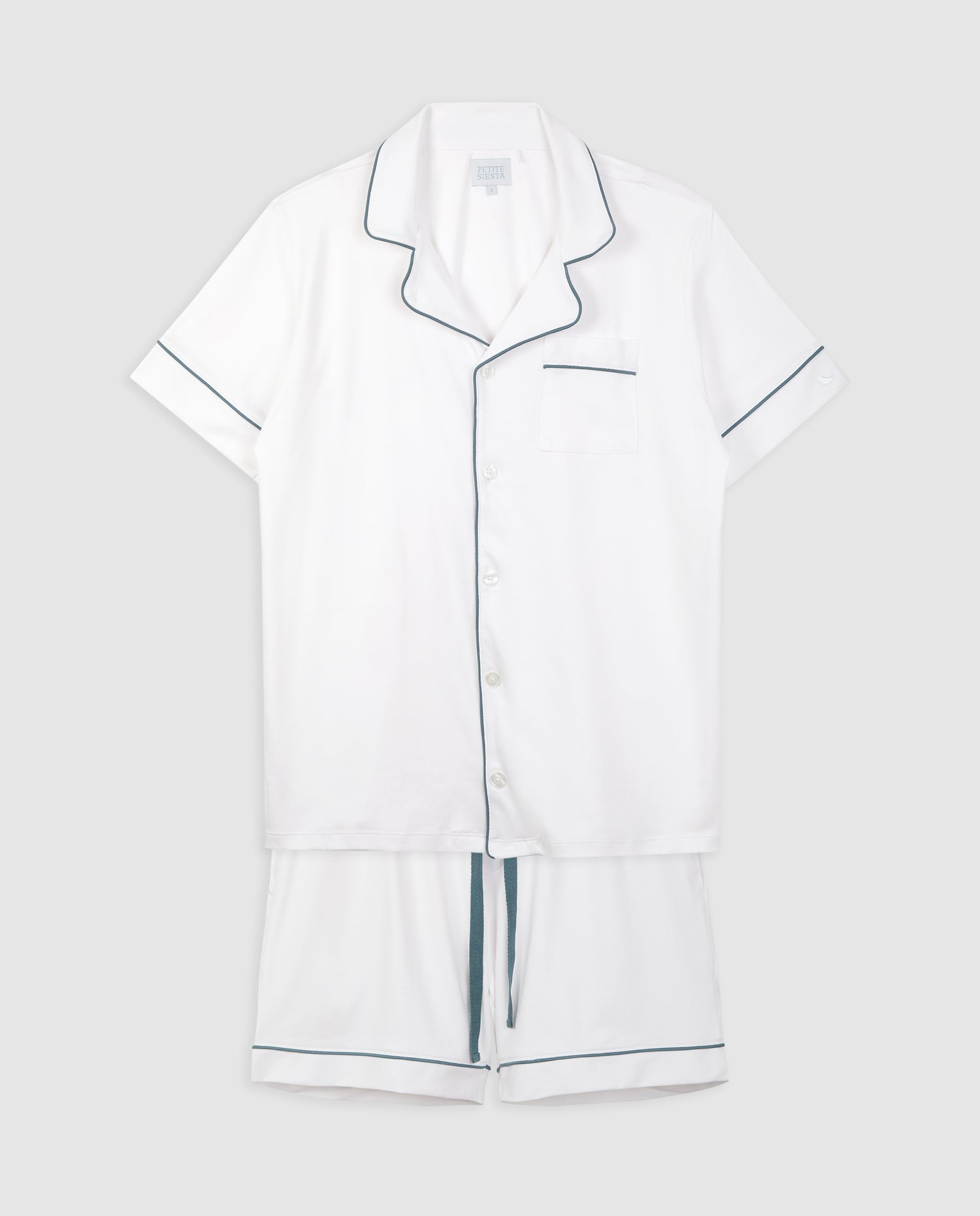 Pijama Hombre Camisero Blanco Deep Blue Corto