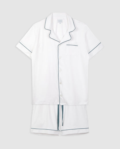 Pijama Hombre Camisero Blanco Deep Blue Corto
