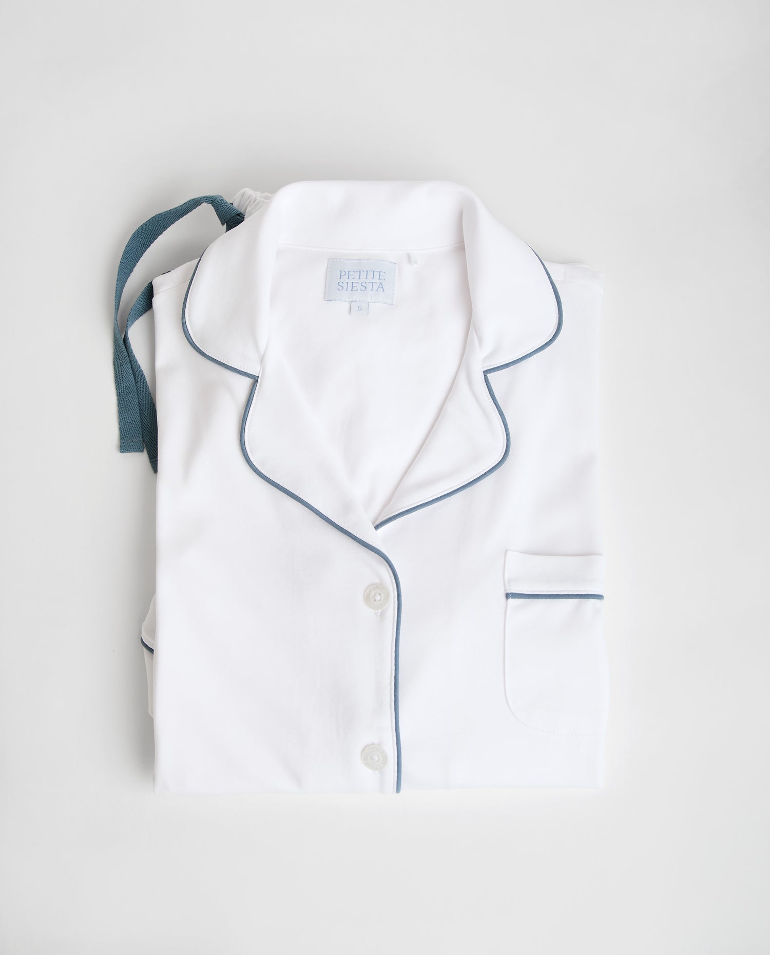 Pijama Mujer Camisero Blanco Deep Blue Corto