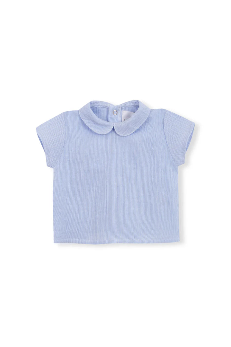 Camisa Cuello Bebé Bambula Rayas Azules Manga Corta
