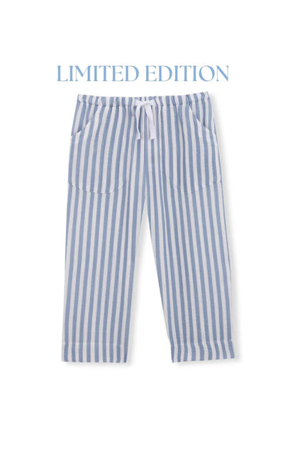Long Blue and White Striped Pants