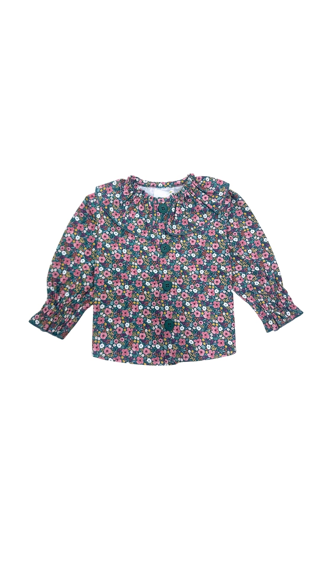 Blusa Verde Flores Rosas