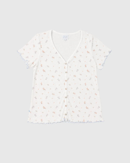 Pijama Mujer Pointelle Flores Corto