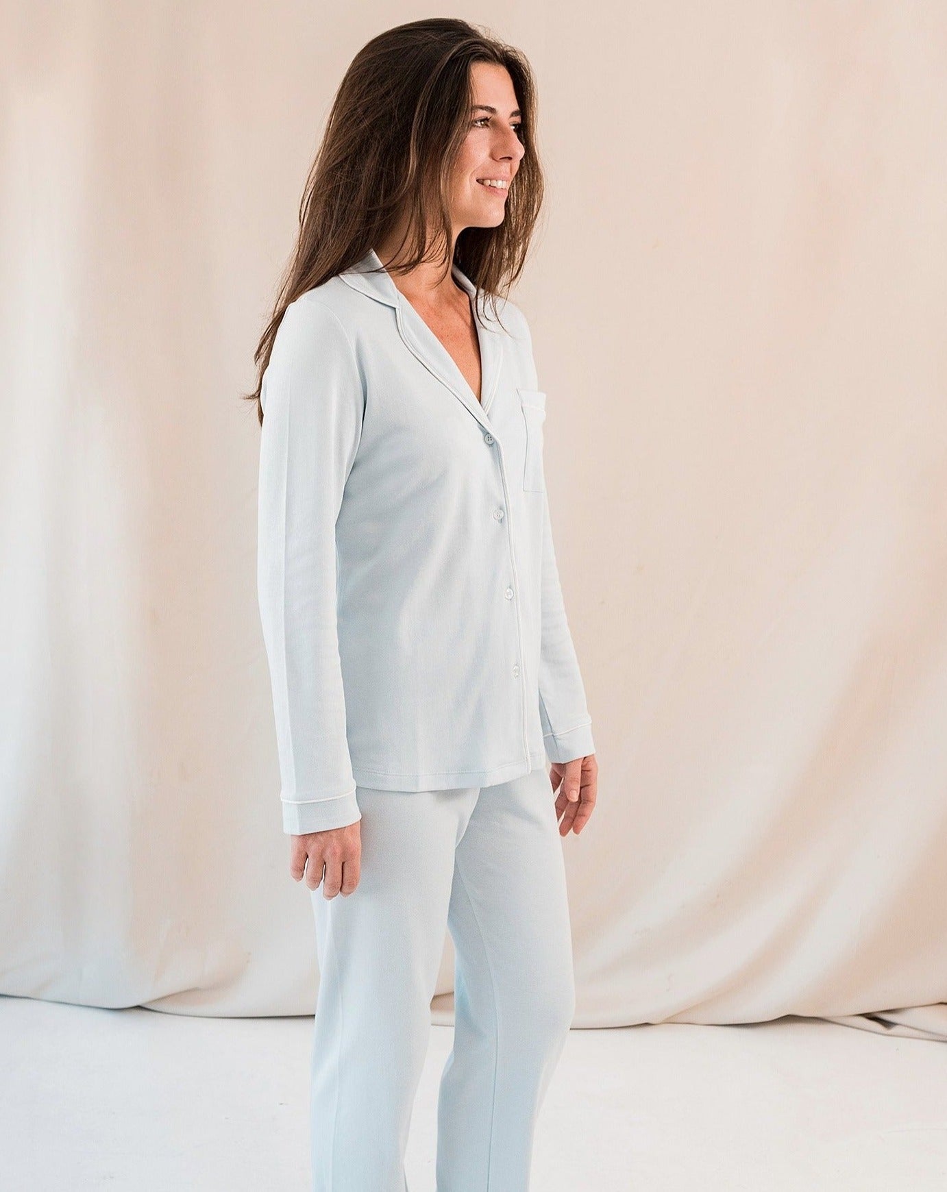 Pijama Mujer Camisero Azul
